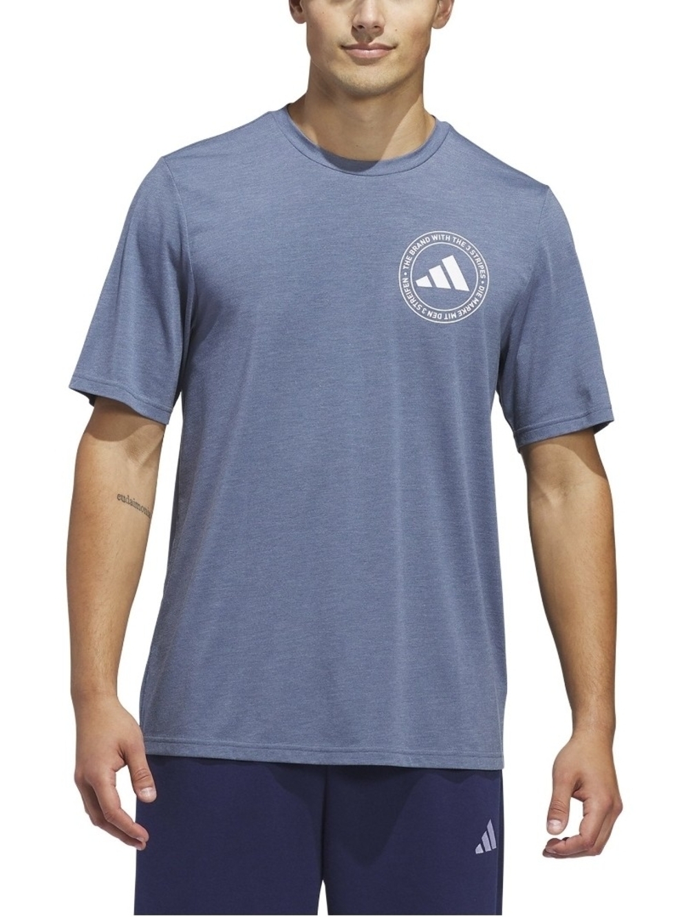adidas Men's Heather Blue Short-Sleeve Graphic Tee